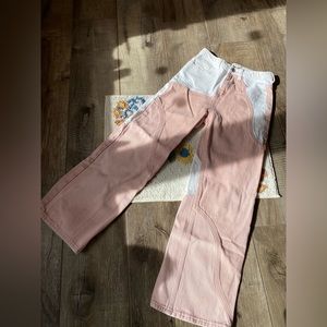 cider color block pink and white jeans!